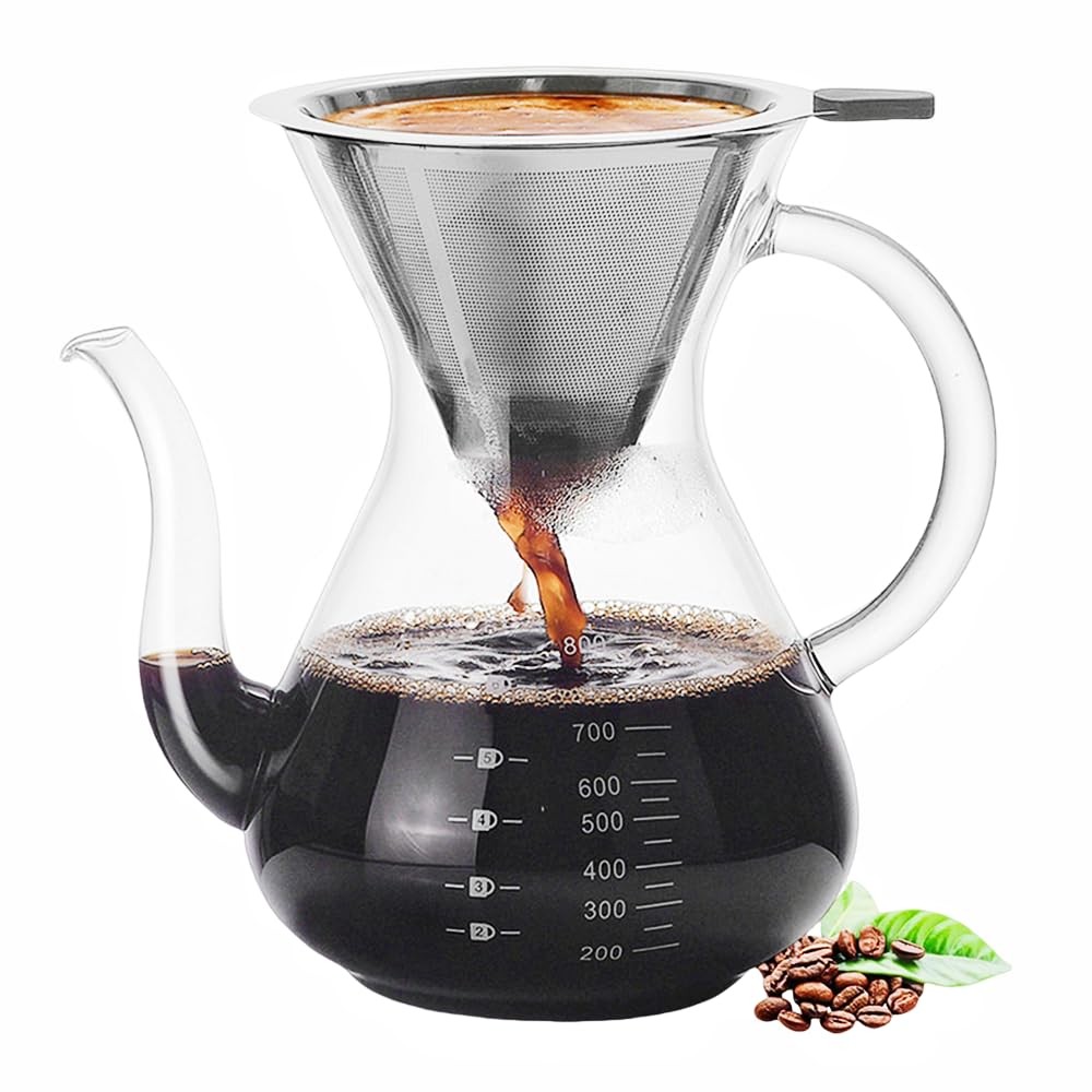 Pour Over Coffee Maker Thickened Heat-Resistant Borosilicate Glass Pour Over ...