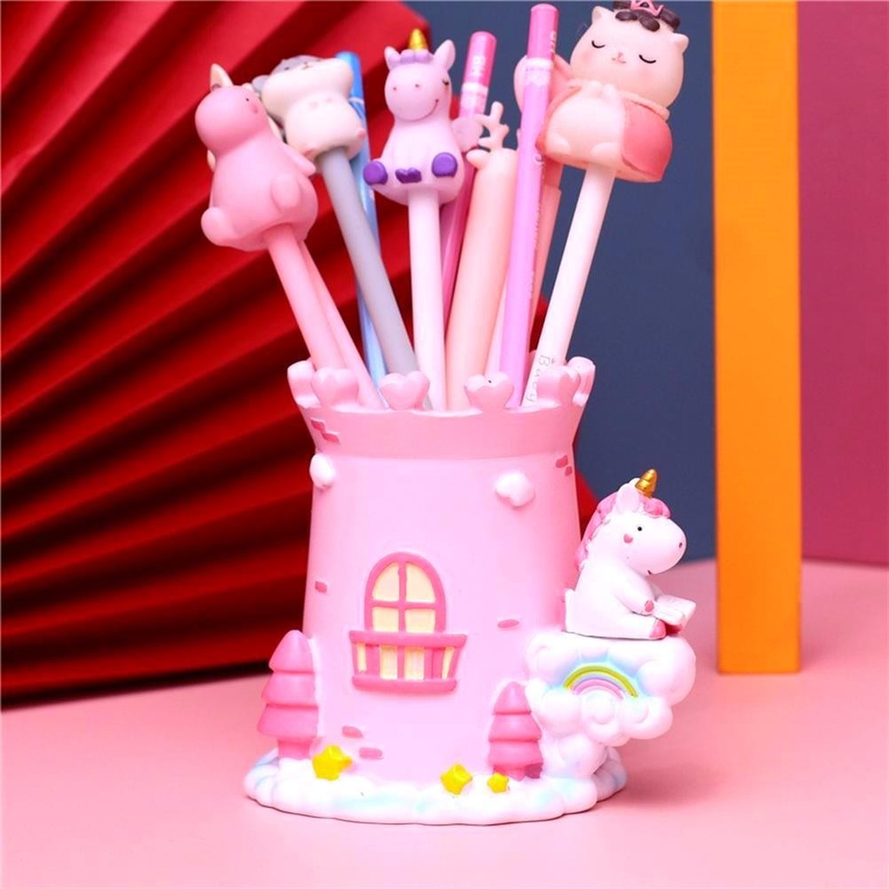 Castle Resin Pencil Organizer Pen Holder Desktop Storage Brush Scissor Decor