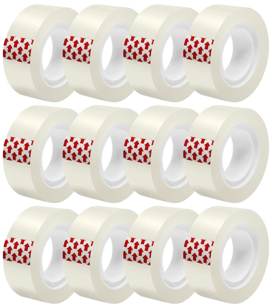 GIBIBU 12 Rolls Transparent Tape Refills, Clear Tape Dispenser Refill Rolls, ...