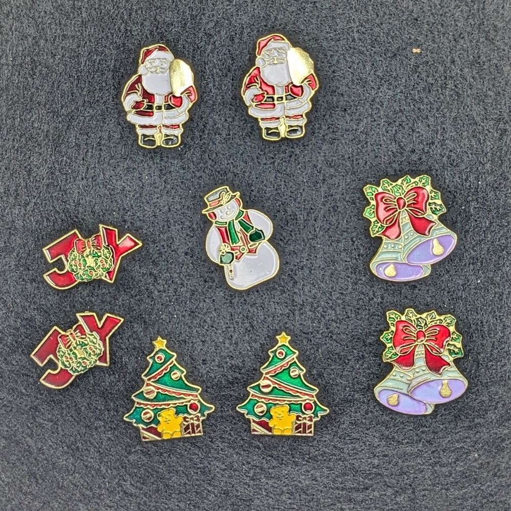 Vintage Christmas Pins Lapel Pins Set of 9