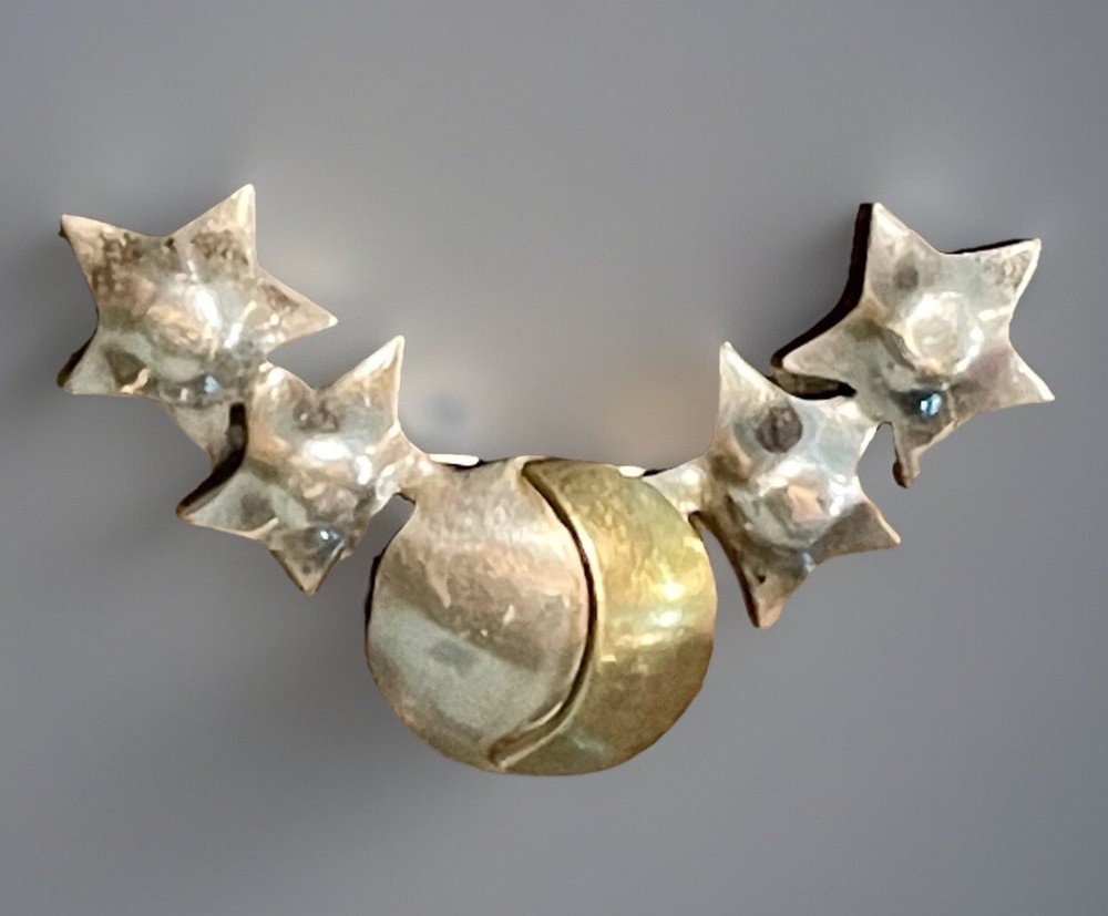 Vintage TS-39 925 Stars Moon transition Mexico Brooch Pin 90s