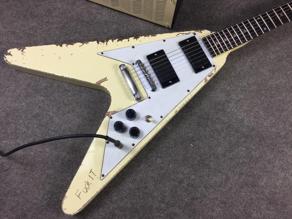 High End Hetfield Metallic White Cream Heavy RelicV Electric Guitar Kill 'Em All