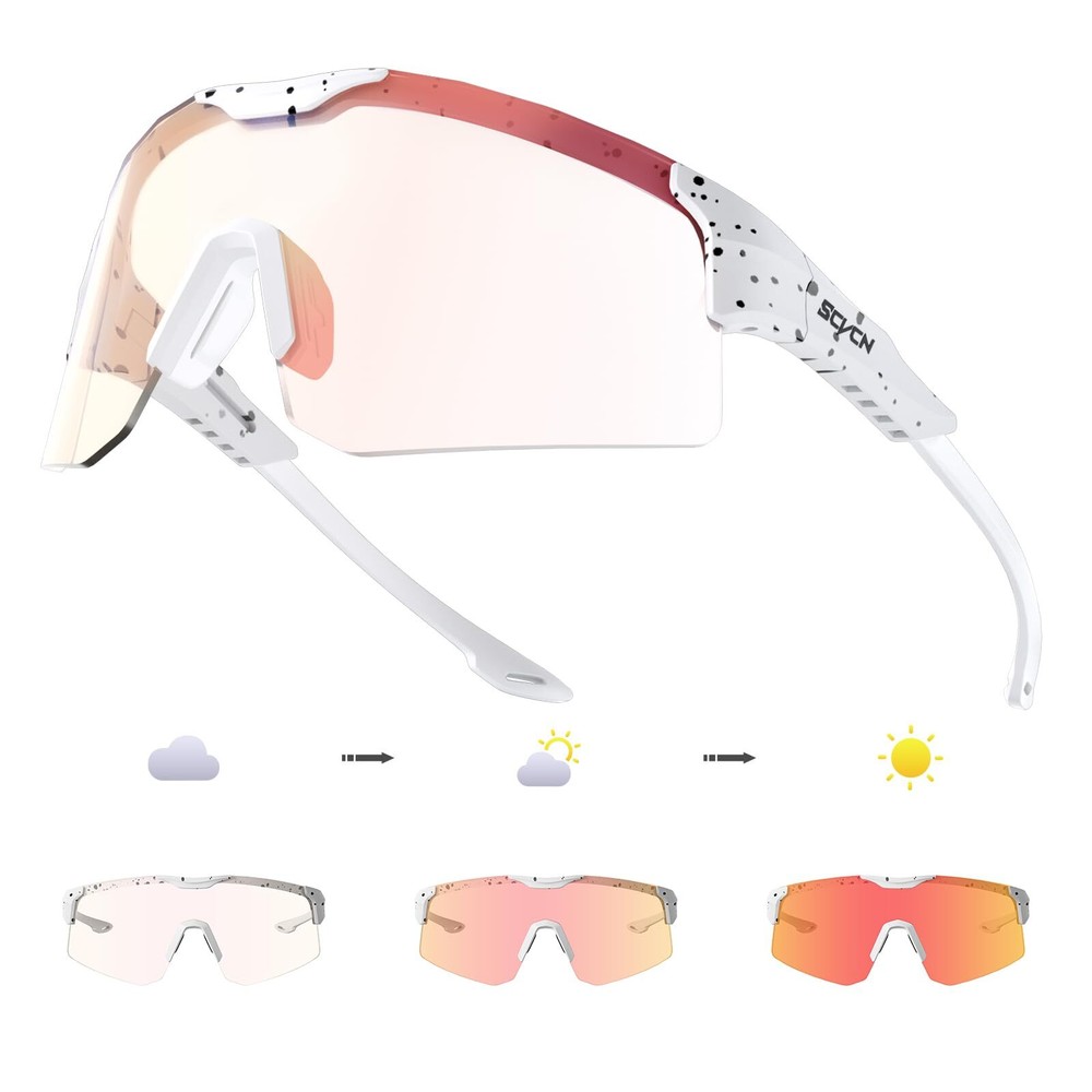Photochromic Cycling Glasses for Men Women UV400 Youth Sports Glasses for Run...