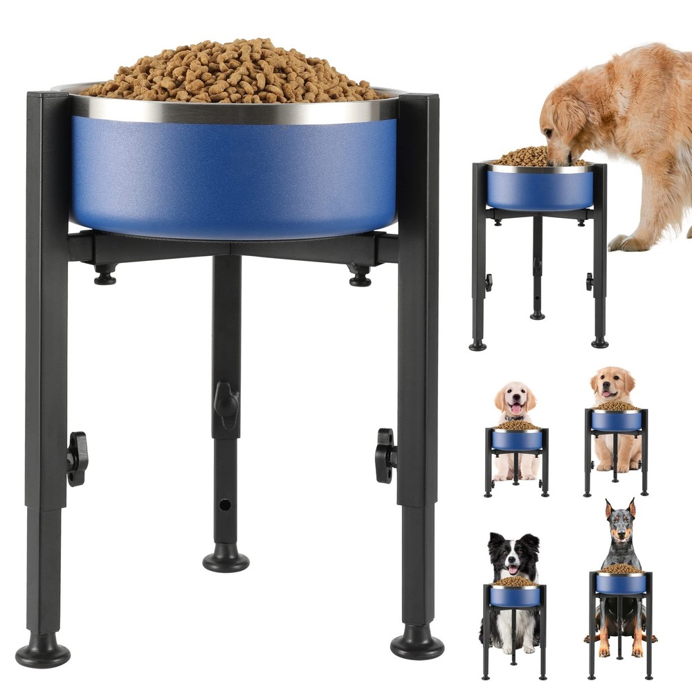 Adjustable Tall Single Dog Bowl Stand with 7-11