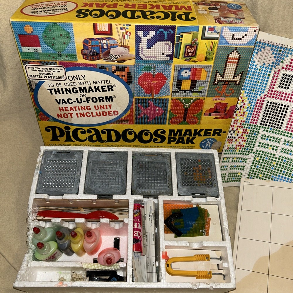 Vintage 1967 Mattel Thingmaker Picadoos Maker Kit in Box with Plastigoop & Molds