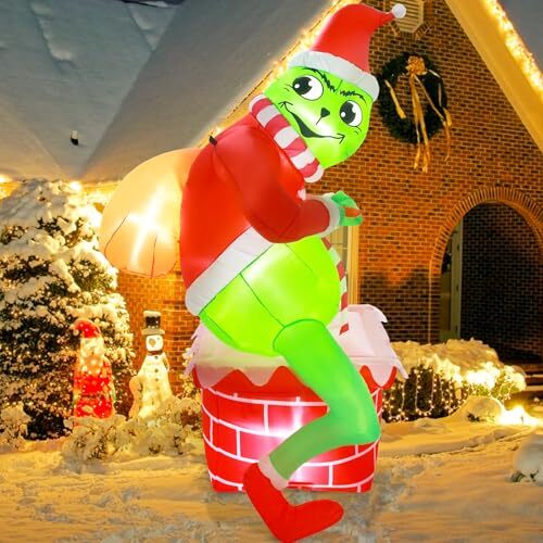 Christmas Inflatable Outdoor Decoration 6FT Santa Green Giant Mouth Monster