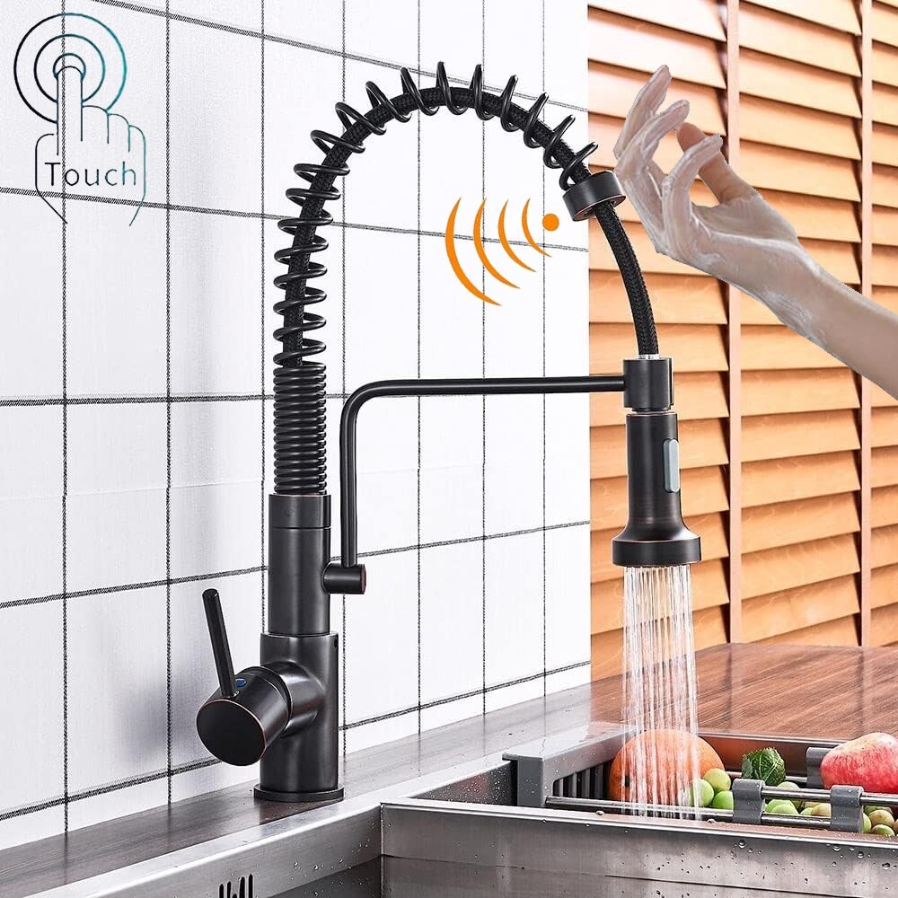 Pull Down Sprayer Touch Kitchen Faucet Single Handle Mixer Tap for Bar Laundry  