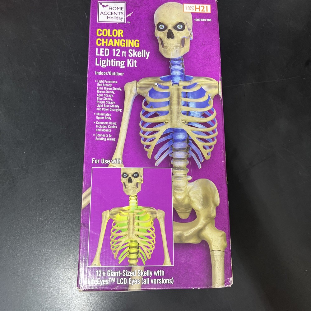 New 12ft Halloween LED Skelly Animatronic Skeleton Light-Up Decoration Kit HD  