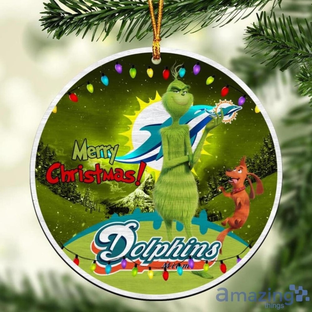 Custom Grinch Miami Dolphins Football Team Christmas Ornament Gift
