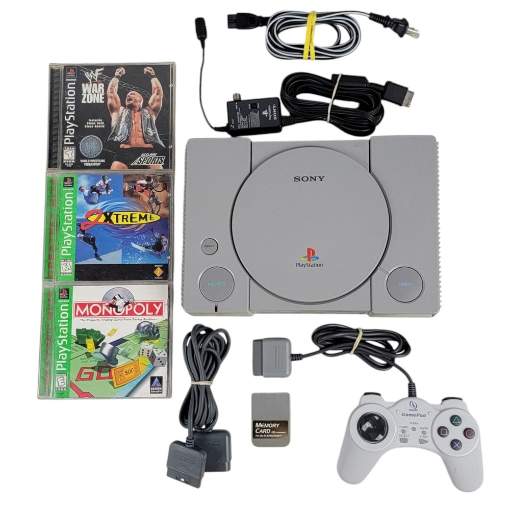 Sony PlayStation 1 SCPH-9001 with WWF War Zone and Bonus Games Included