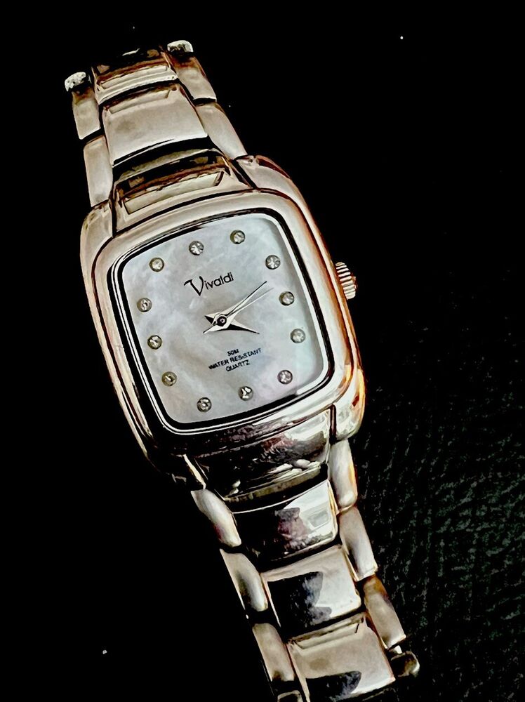 Fine Vivaldi Stainless Steel Mother of Pearl Crystal Watch (52)