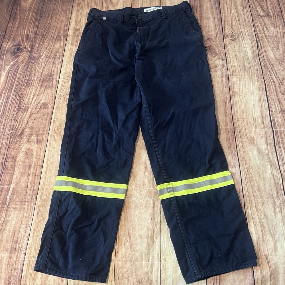 Carhartt Pants Mens 36x34 Flame Resistant Navy Blue Work HiVis Reflective FR