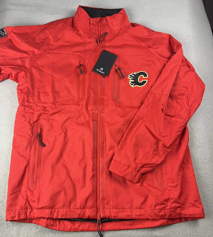 FANATICS NHL Calgary Flames Men’s Windbreaker Jacket Sz Medium Red Full Zip NWT