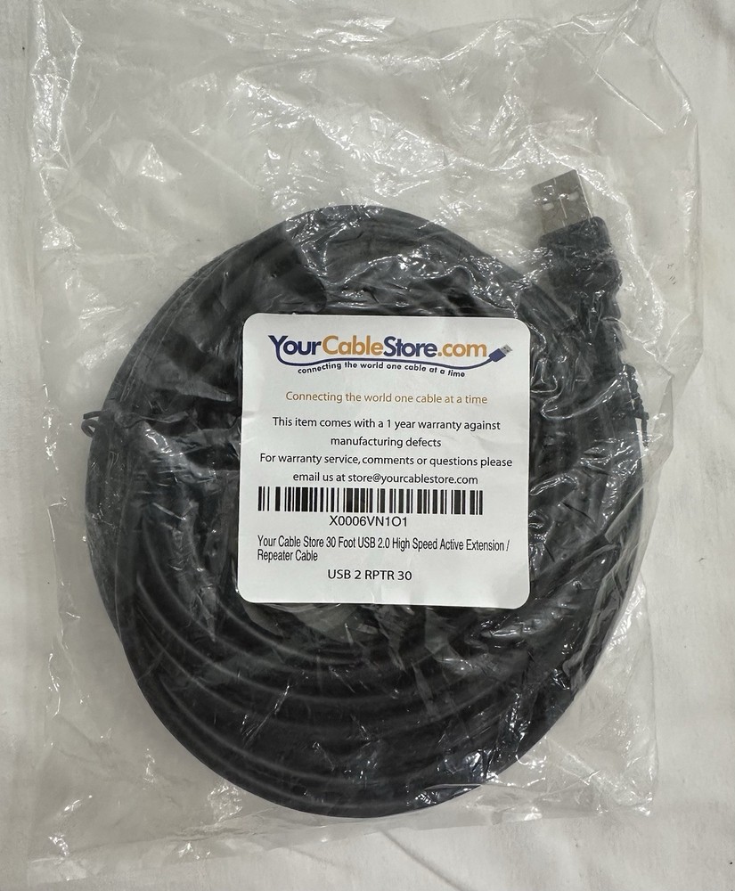 30ft USB 2.0 Active Extension Cable - High Speed Repeater for Extended Connectivity