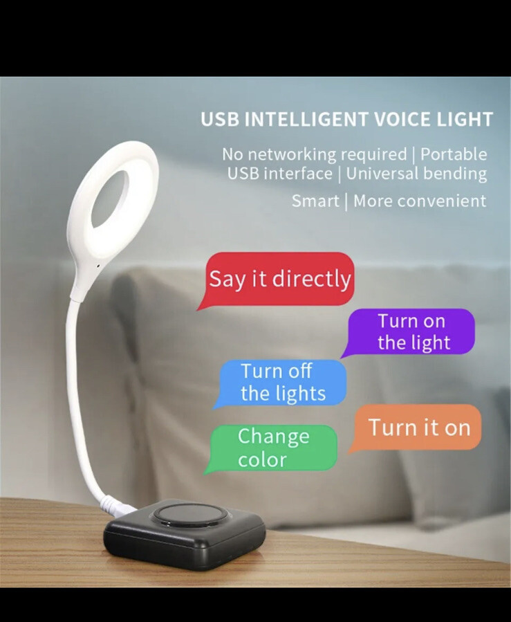Voice Activated USB Night Lamp with Flexible LED Light for Multiuse at Home-image
