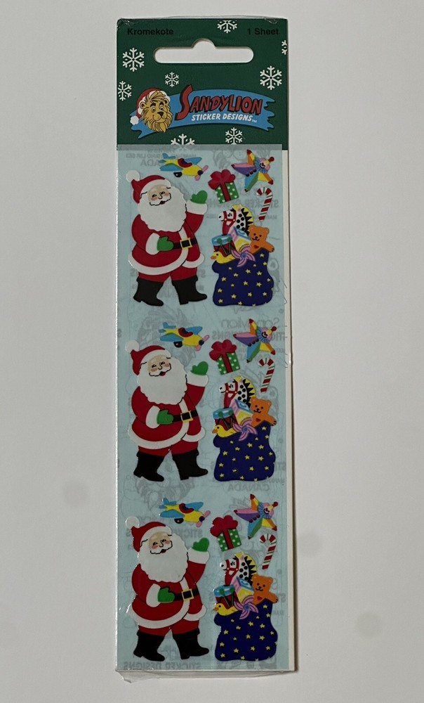 New Vintage Sandylion Santa Clause & Gifts Novelty Sticker Sheet - In Package