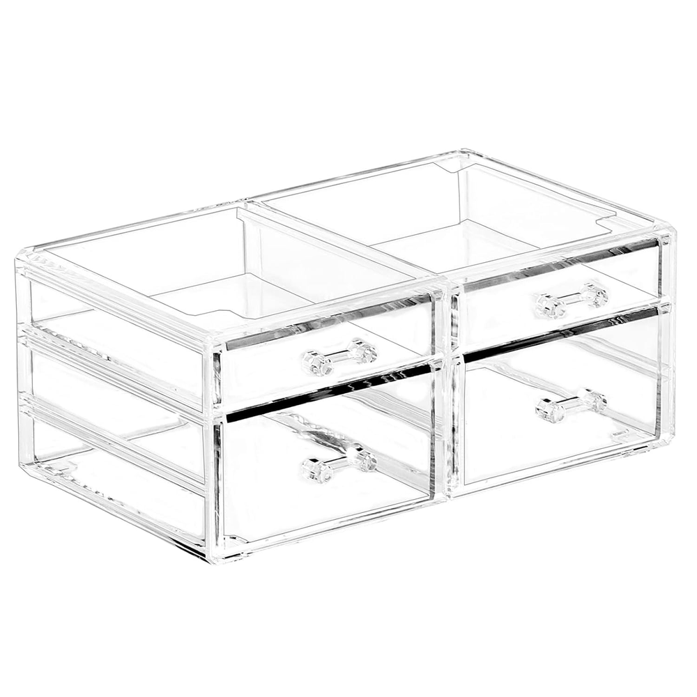 Acrylic Clear Makeup Organizers With 4 Drawers,Rectangular Office Stationery for