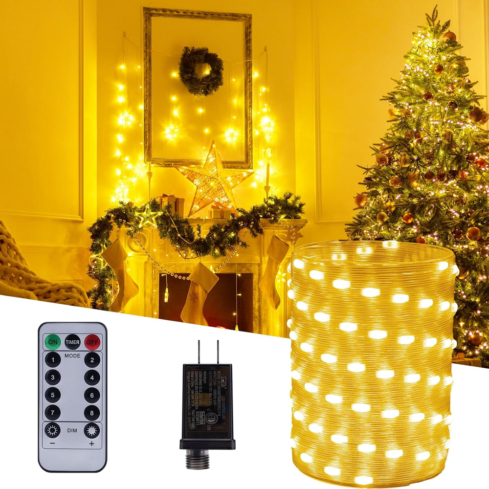 Warm White Christmas Fairy Lights 50Ft 150 LED String Lights Dimmable Rope Light
