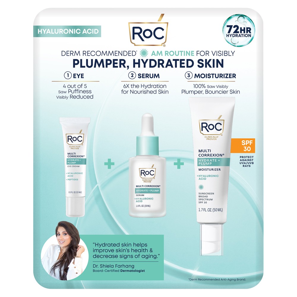 ROC Hydrate And Plump Pack Hyaluronic Serum Face Moisturizer Eye Serum Eye Cream