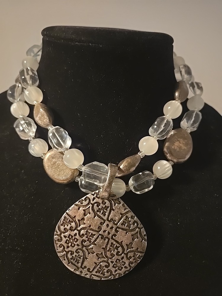 Premier Designs Beaded Double Strand Magnetic Enhancer Necklace 15 to 20 in