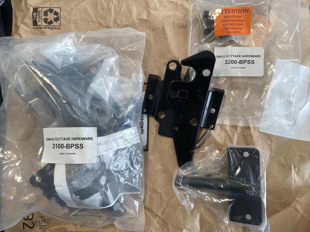 Snug Cottage Hardware Gate Latch - Hinge  3100-BPSS & 3200-BPSS Never used Black