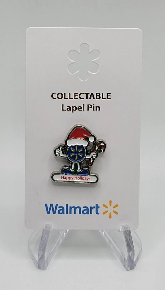Walmart Limited Metal Lapel Pin –Collectible Happy Holidays Santa Spark Man