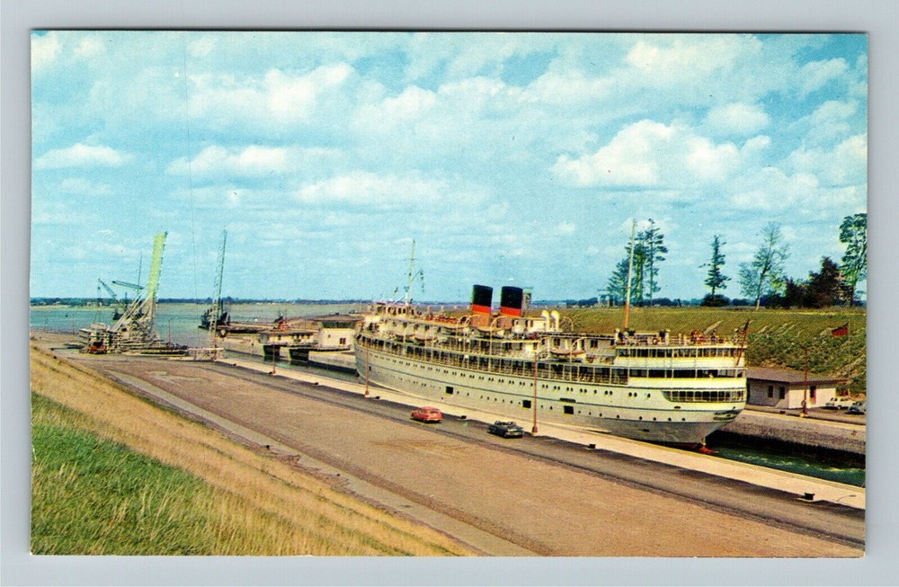 Vintage St Lawrence Seaway Locks Great Lakes Cruise Streamer Postcard  