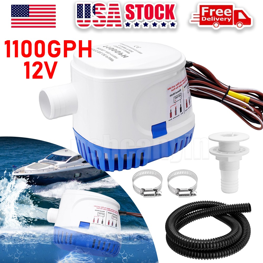 12V 1100GPH Automatic Submersible Boat Bilge Water Pump With Auto Float Switch