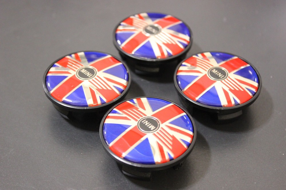 02-16 R53 R56 R50 R52 R60 R61 R55 MINI Cooper Logo Wheel Center Caps UNION JACK