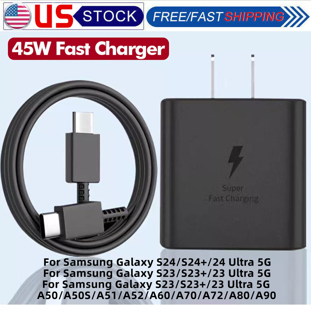 Samsung S24 FE S23 S22 S21 Ultra 45W Fast Charger with Type C Cable