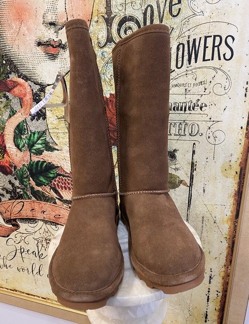 Bearpaw Chestnut Suede Sheepskin Elle Tall NeverWet Winter Boot 5 New