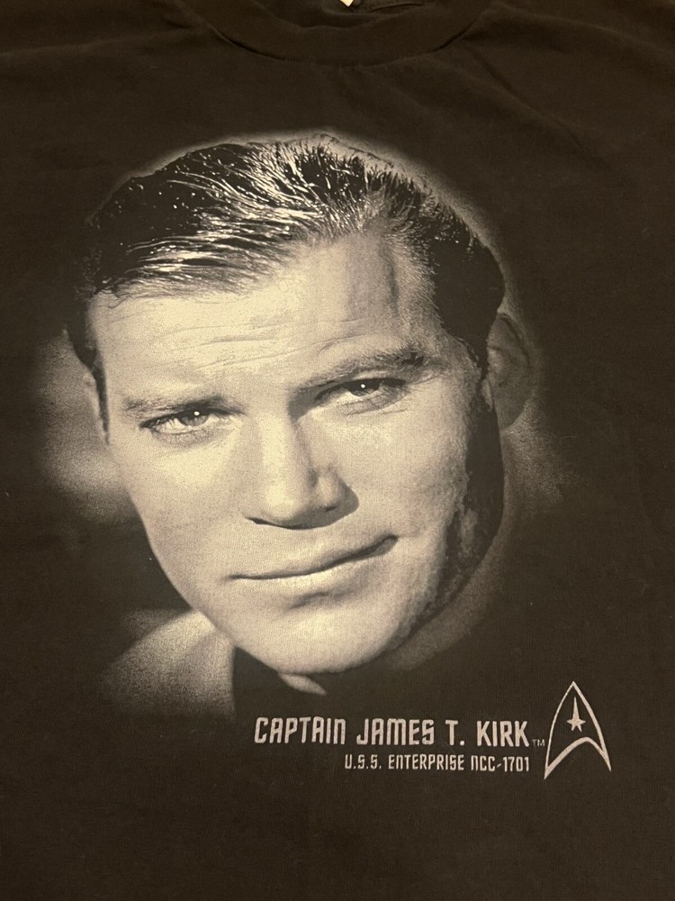 Vintage Star Trek Captain Kirk William Shatner T Shirt Black XL