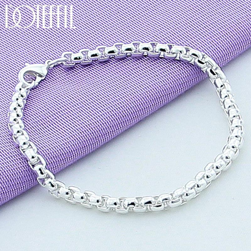 Doteffil 925 Sterling Silver 18k Gold Round Box Chain Bracelet for Women Fashion