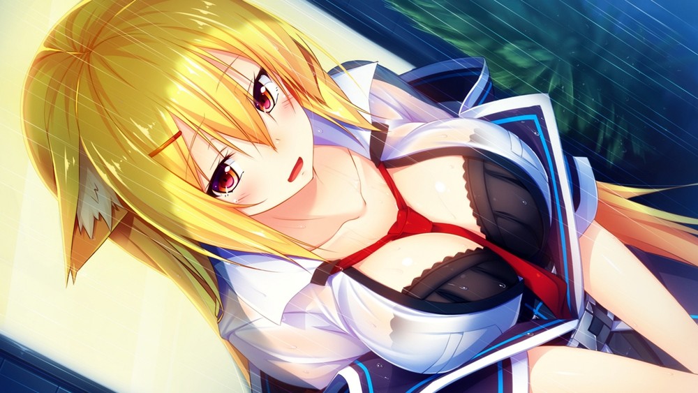 Anime Aristear Blonde Cleavage Animal Ears Gaming Playmat for Desk