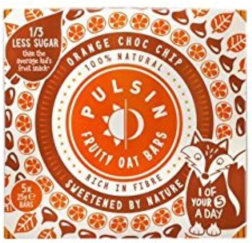 Pulsin' Orange Choc Chip Fruity Oat Bars - 5 x 25g