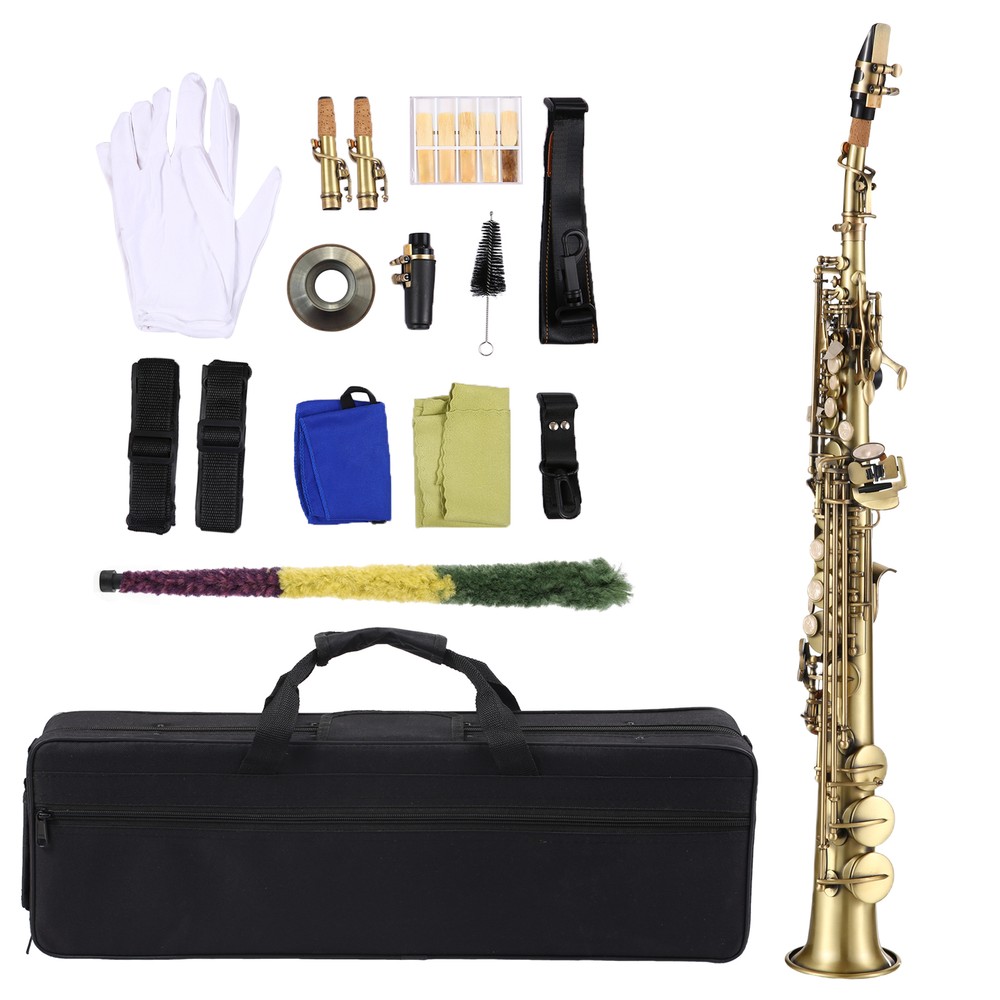 Bb Straight Soprano Saxophone Brass Nickel Plated Sax with Mouthpiece Case G8F7