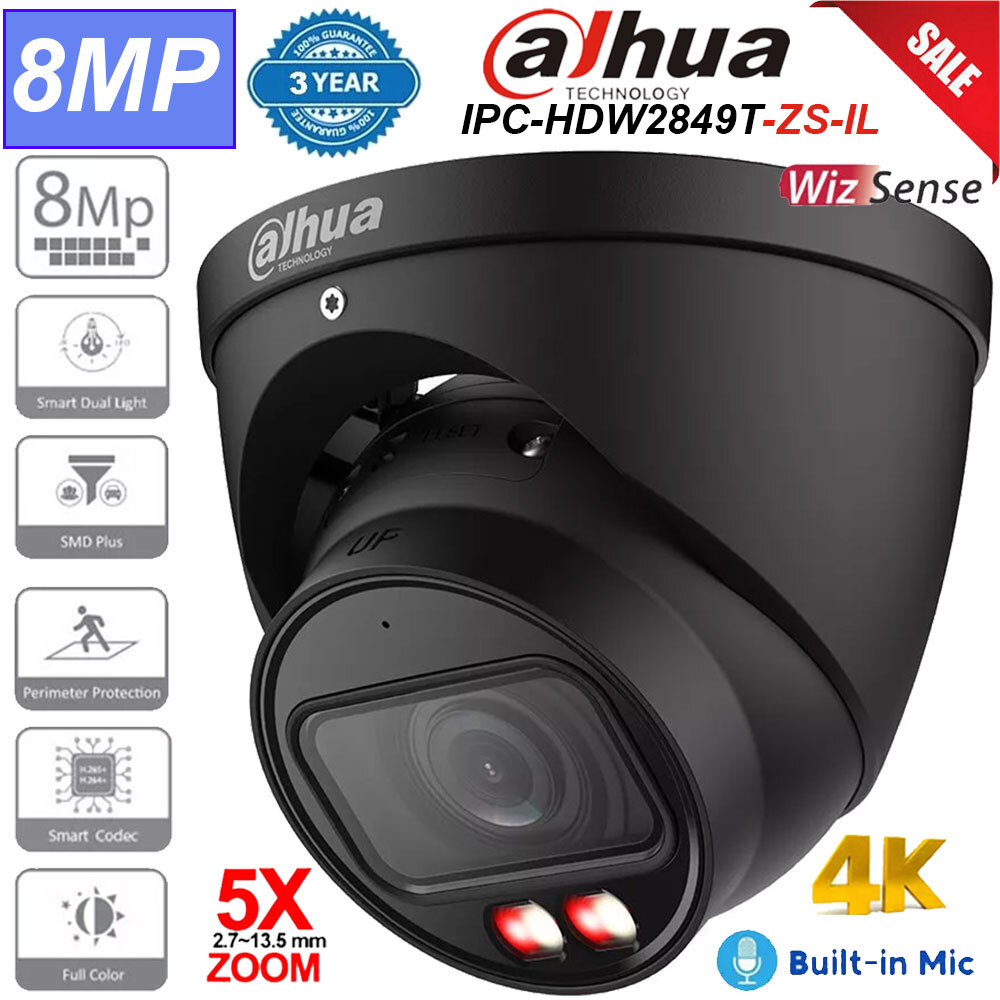 Dahua 8MP 5x Zoom IP Camera Dual Light Full-color+IR MIC SMD+ IPC-HDW2849T-ZS-IL