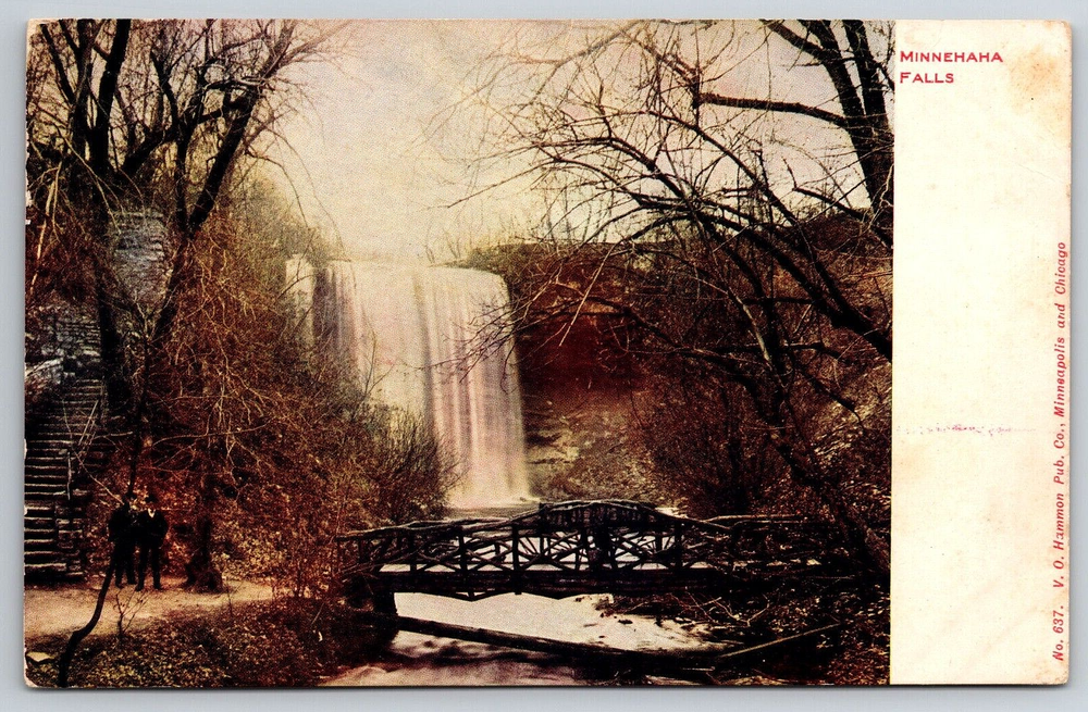 Vintage Old Antique Postcard Image Minnehaha Falls Minneapolis Minnesota USA