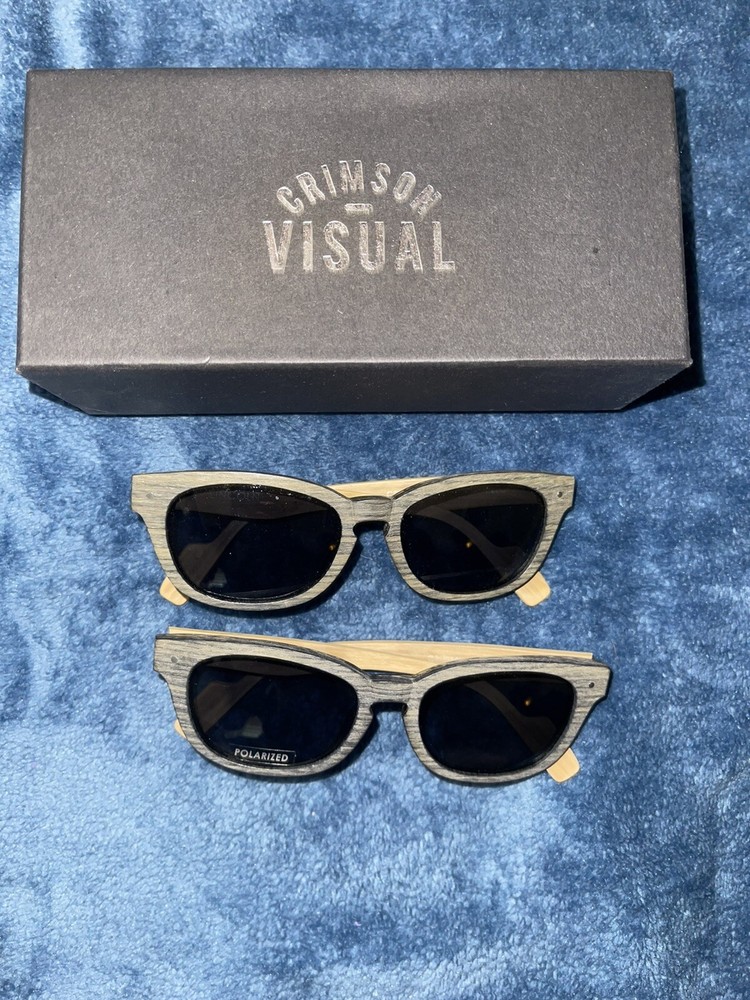 Crimson Visual Lincoln Black Wooden Sunglasses Set of 2-image