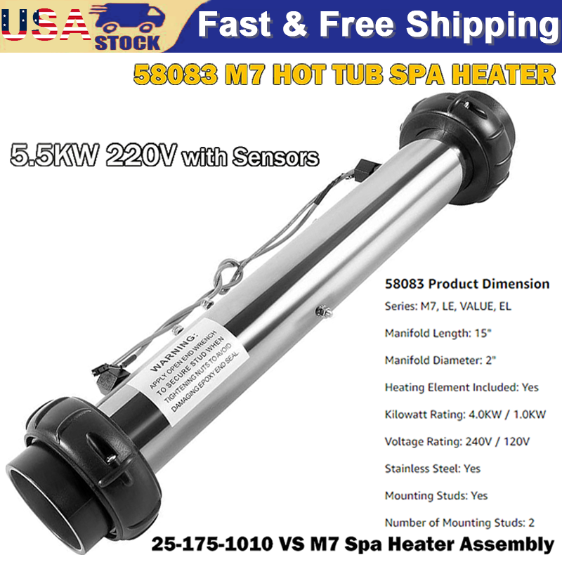 58083 M7 Heater Assembly for Balboa BP, VS, & EL2001 Control Systems 5.5KW 220V