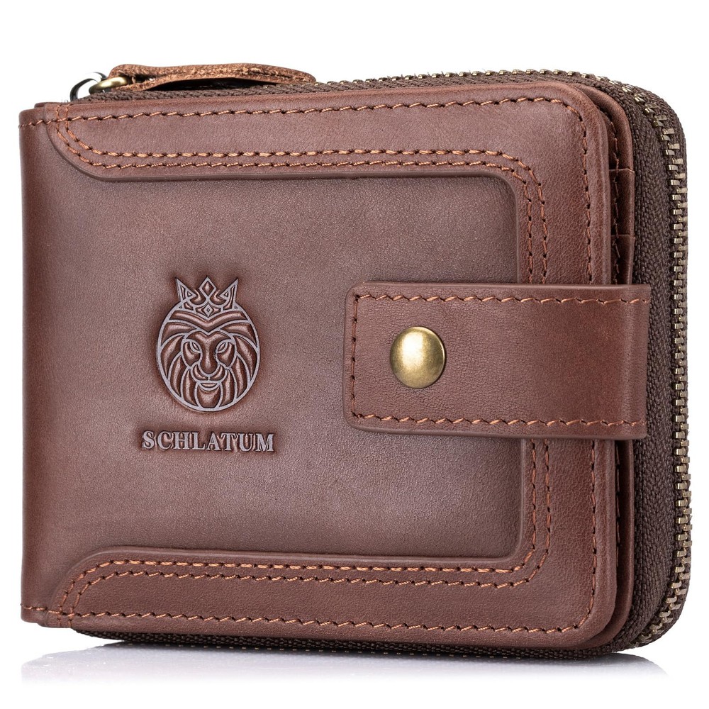 Genuine Leather RFID Blocking Wallet for Men Vintage Style Large Capacity