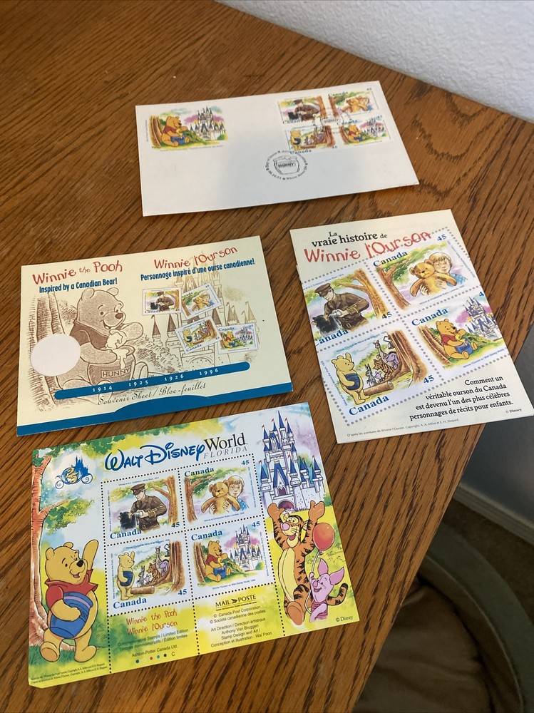 Canada Stamp 45c Block Book Disney 25 Winnie the Pooh English French 1996 Extras