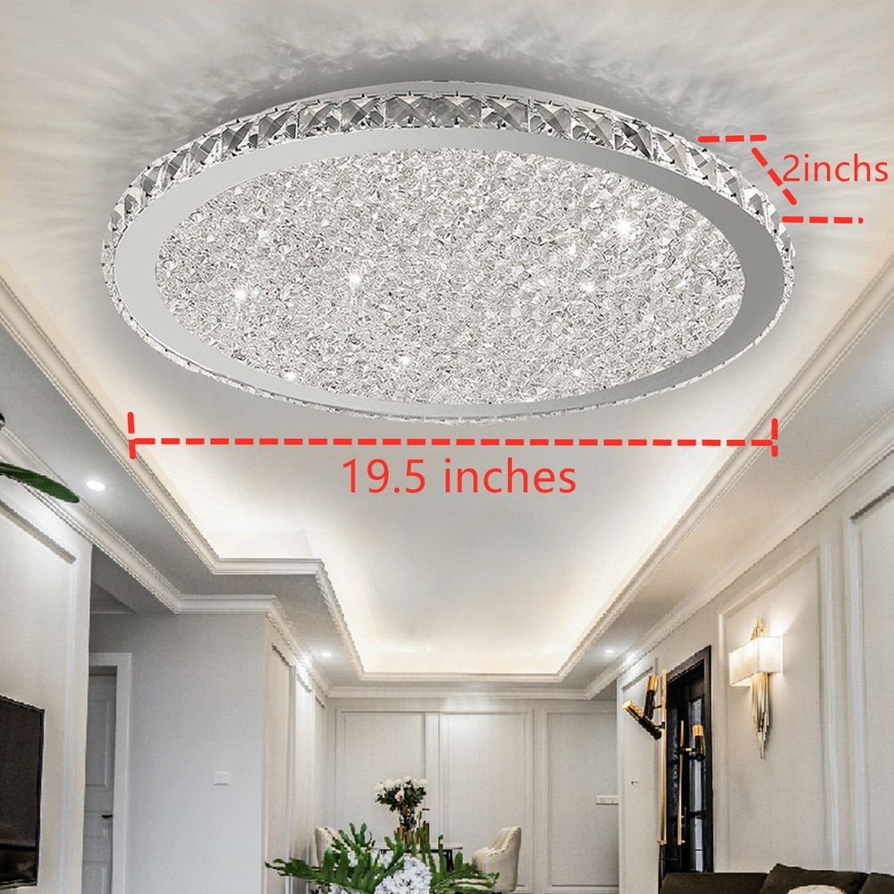 Modern Flush Mount Crystal Chandelier LED Ceiling Light Pendant Lamp Fixture USA