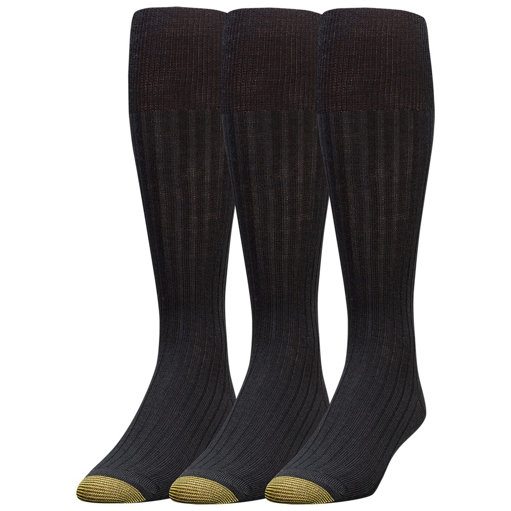 Men's Windsor Wool Over-The-Calf Dress Socks, 3-Pairs, Black, Large