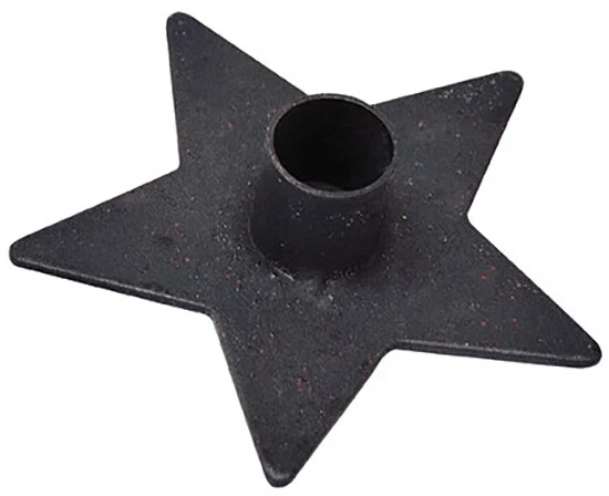 Rustic Iron Primitive Black Star Taper Candle Holder 4.75W x 1H