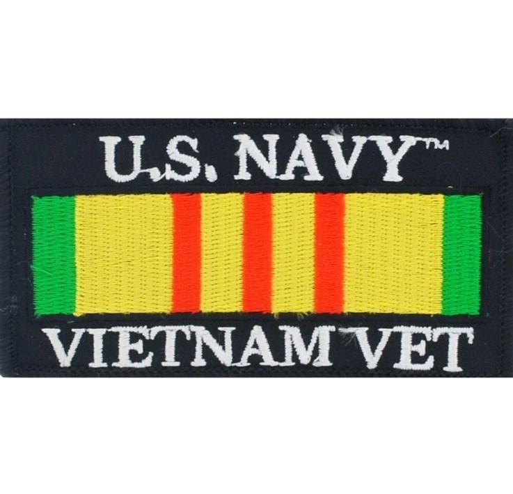 U.S. Navy Vietnam Veteran Embroidered Iron-On Patch 4x2-1/8 1210