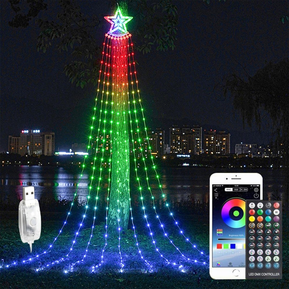 Outdoor Christmas Decorations Star String Light with Remote APP Multicolor