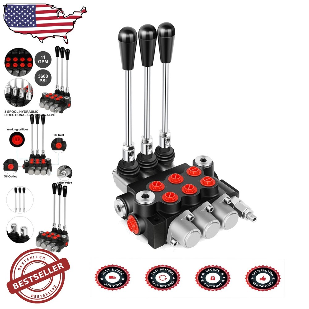 Versatile 3-Spool Hydraulic Valve with 11 GPM Flow for Tractor Loaders