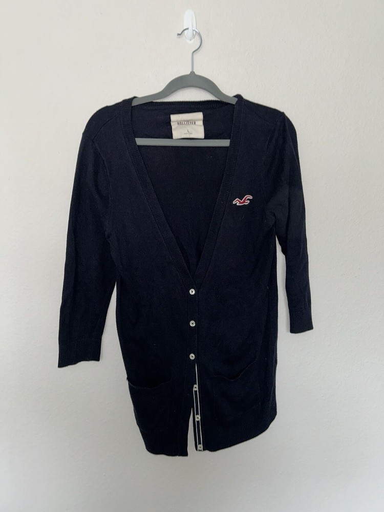 Hollister Navy blue cardigan Women’s Size Large Y2K Preppy Academia Minimalist
