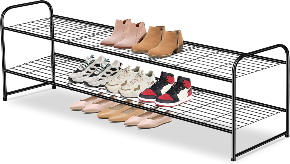 AOODA Stackable 2-Tier Metal Shoe Rack for Closet Wide Shoe Storage Organizer